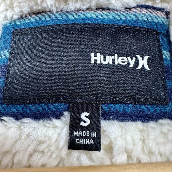Hurley McKenzie Wool Button Up Sherpa Fleece Jacket Size Small Teal Navy $90 - Picture 9 of 12